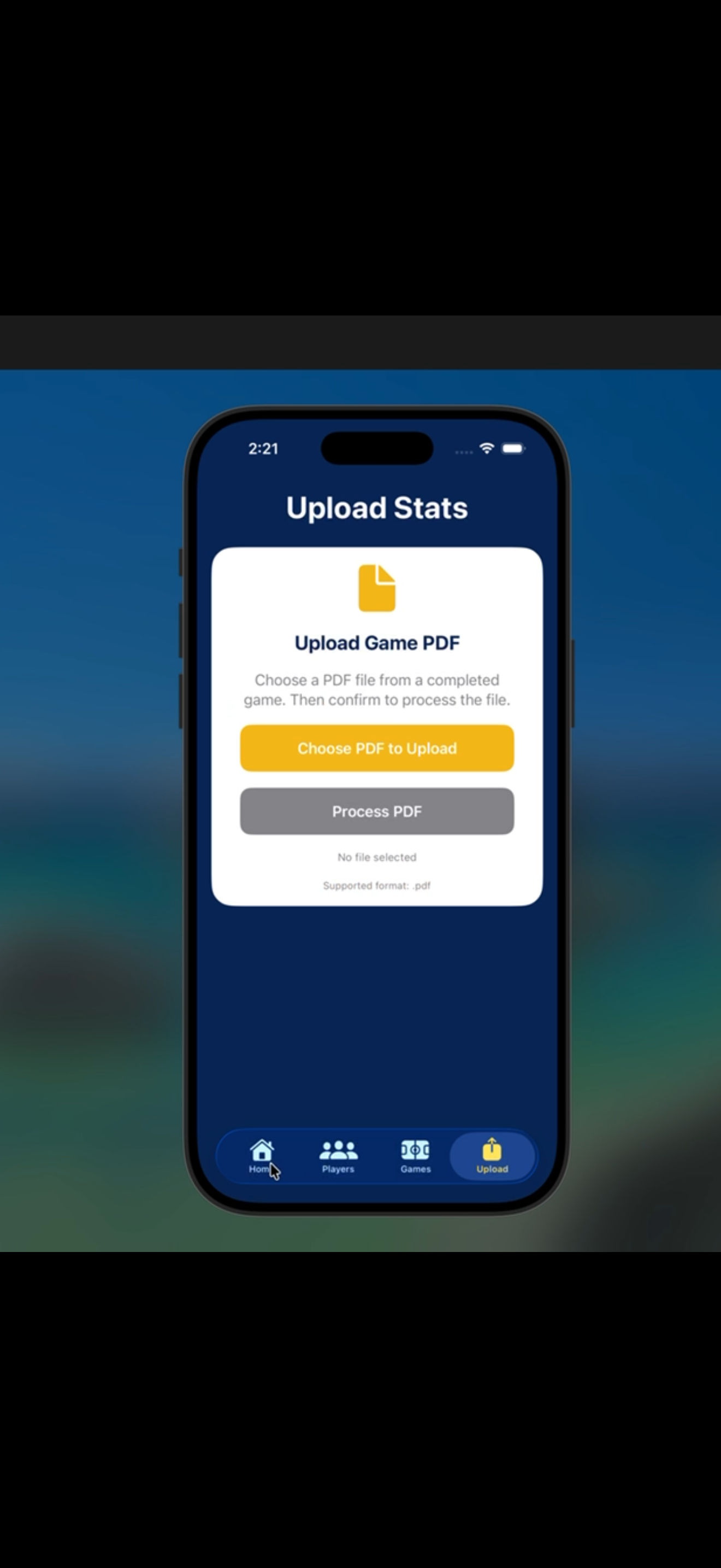 Upload PDF Screen